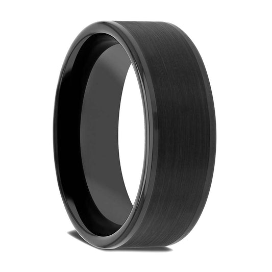 Brushed Center Black Ceramic Men's Wedding Band