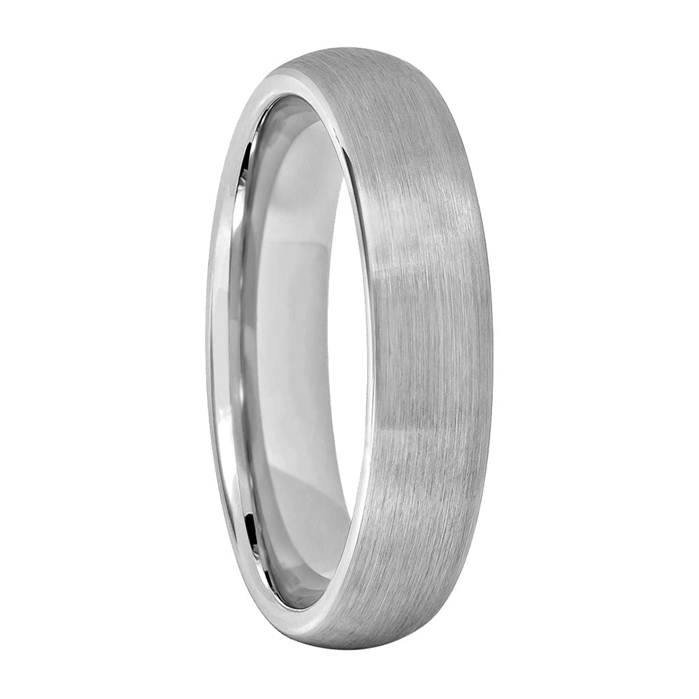 Brushed Domed White Tungsten Wedding Band