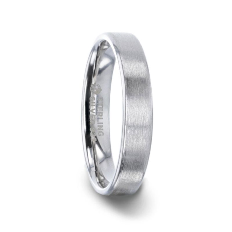 Brushed Sterling Silver Couple's Matching Wedding Band Set