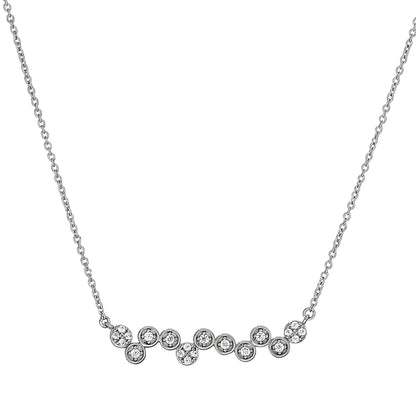 A bubbles necklace with simulated diamonds displayed on a neutral white background.