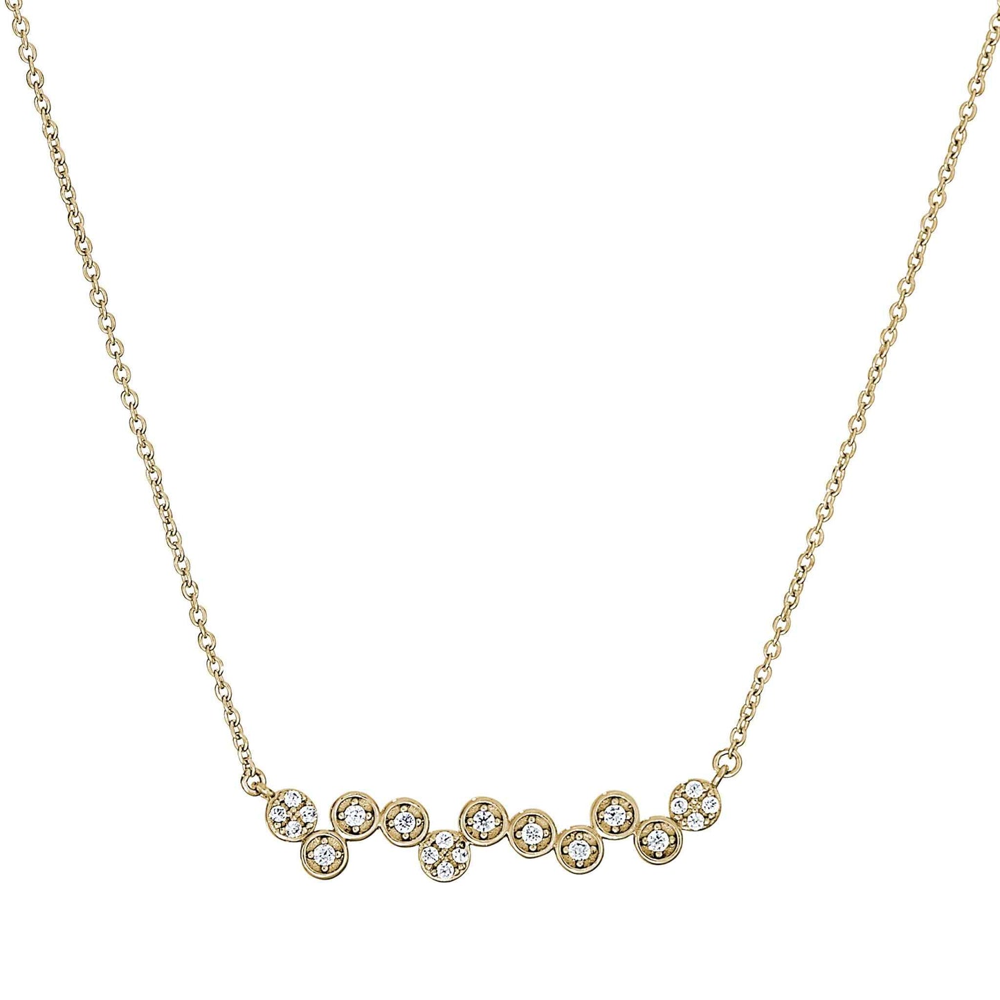 A bubbles necklace with simulated diamonds displayed on a neutral white background.