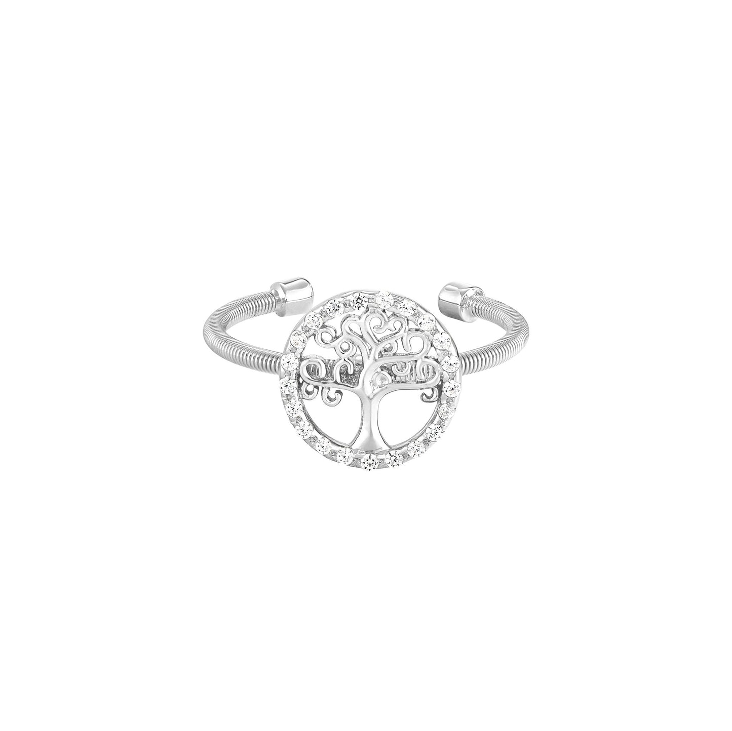 A cable tree ring with simulated diamonds displayed on a neutral white background.