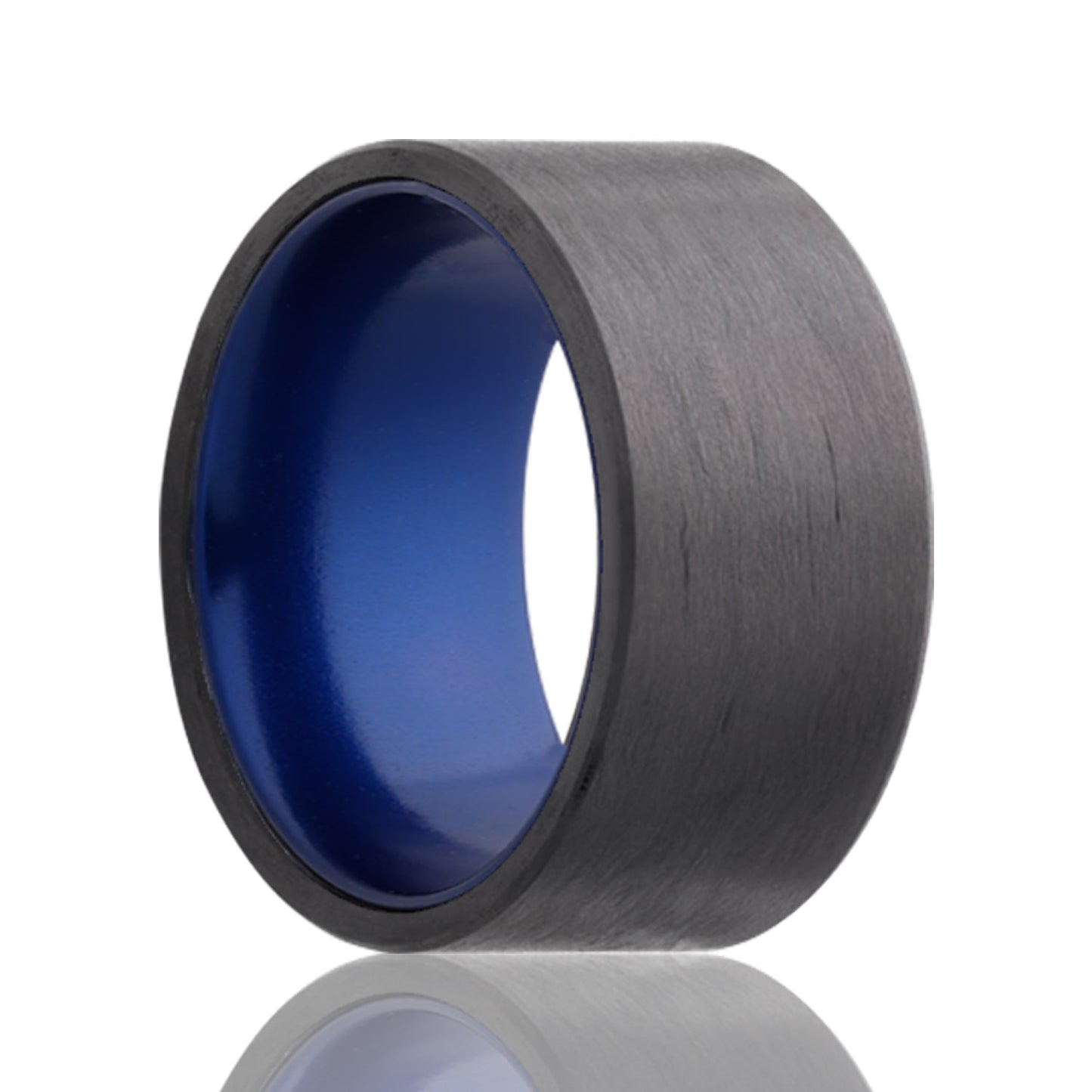 Carbon Fiber Wedding Band with Contrasting Blue Center