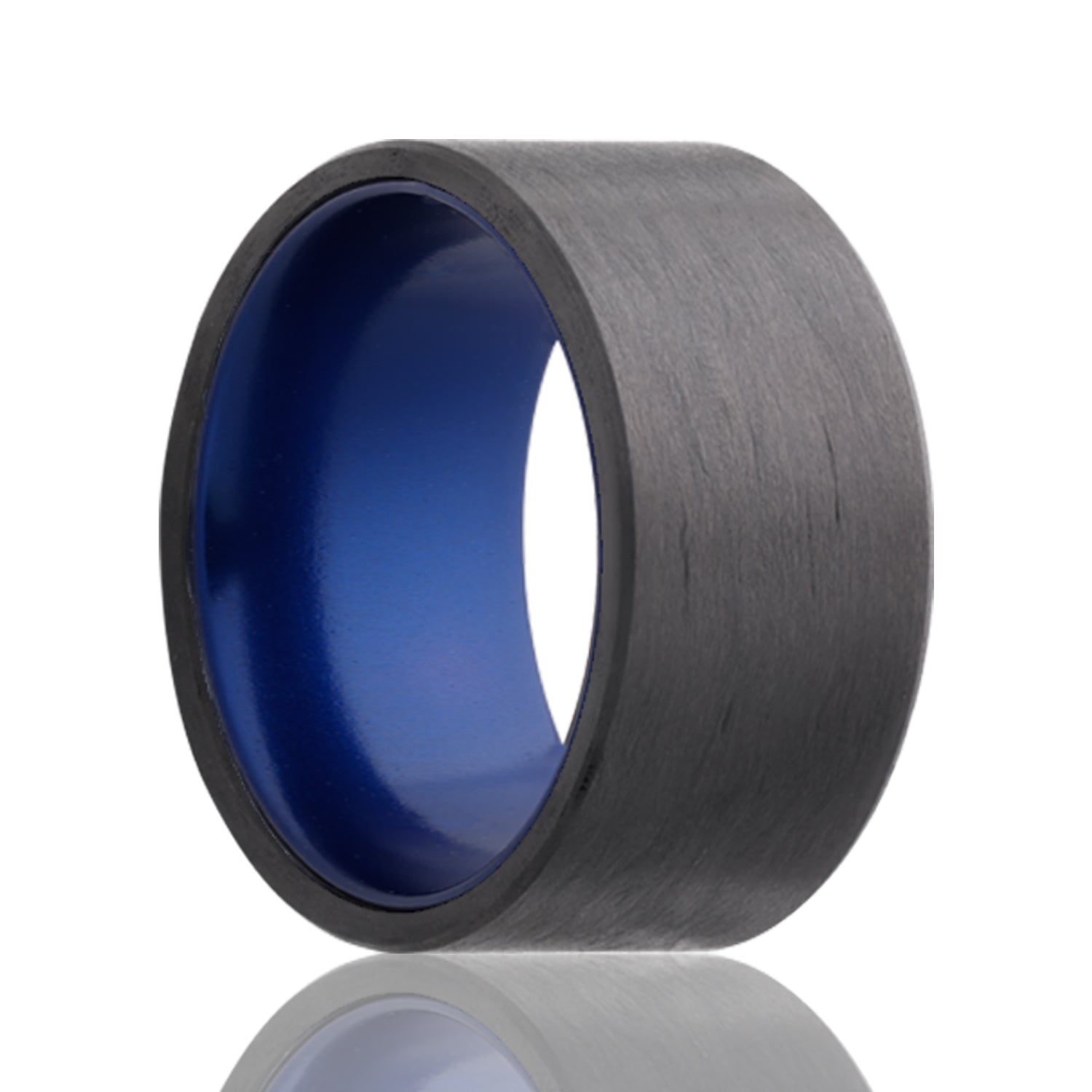 Carbon Fiber Wedding Band with Contrasting Blue Center