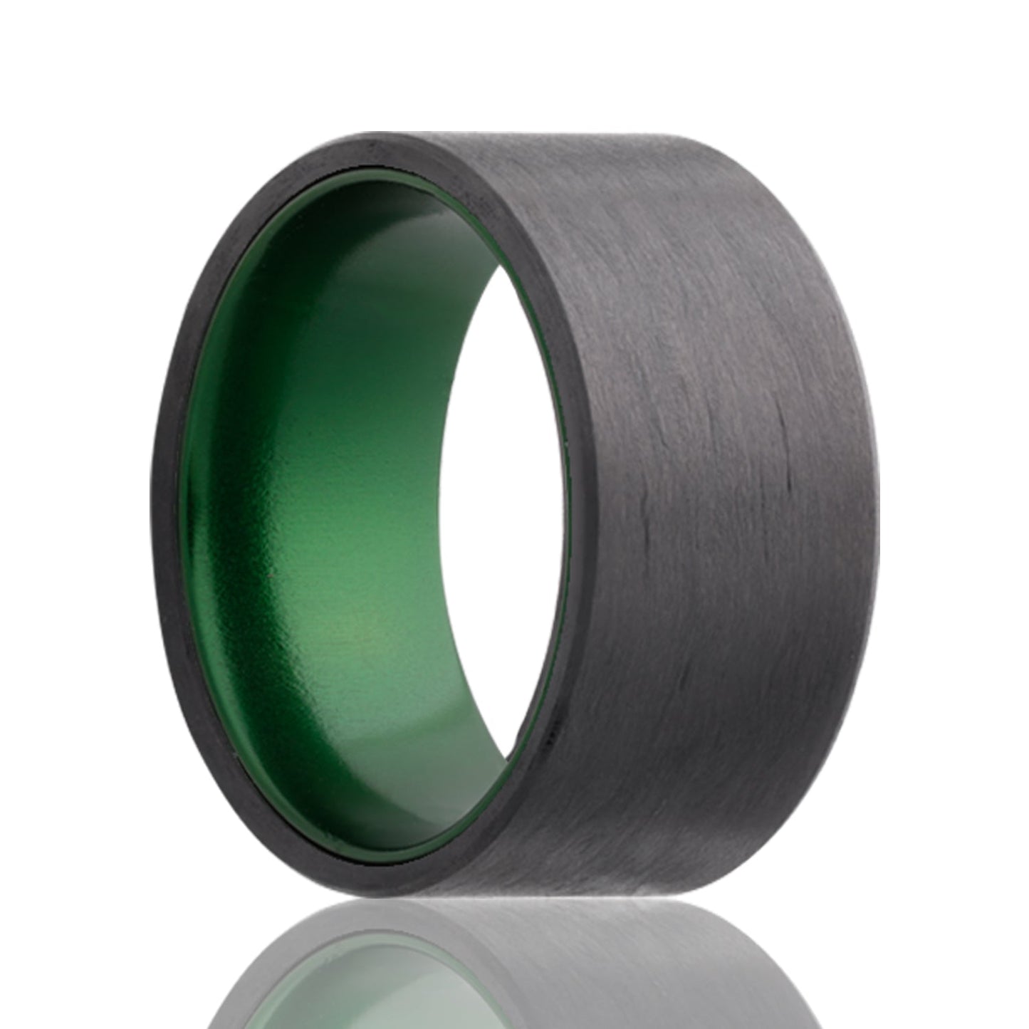 Carbon Fiber Wedding Band with Contrasting Green Center