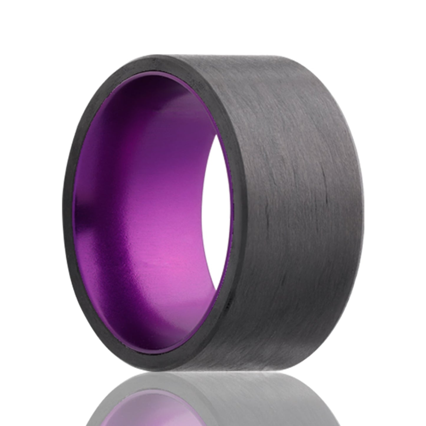 Carbon Fiber Wedding Band with Contrasting Purple Center