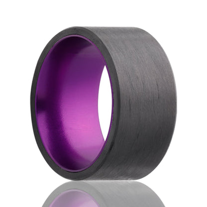 Carbon Fiber Wedding Band with Contrasting Purple Center