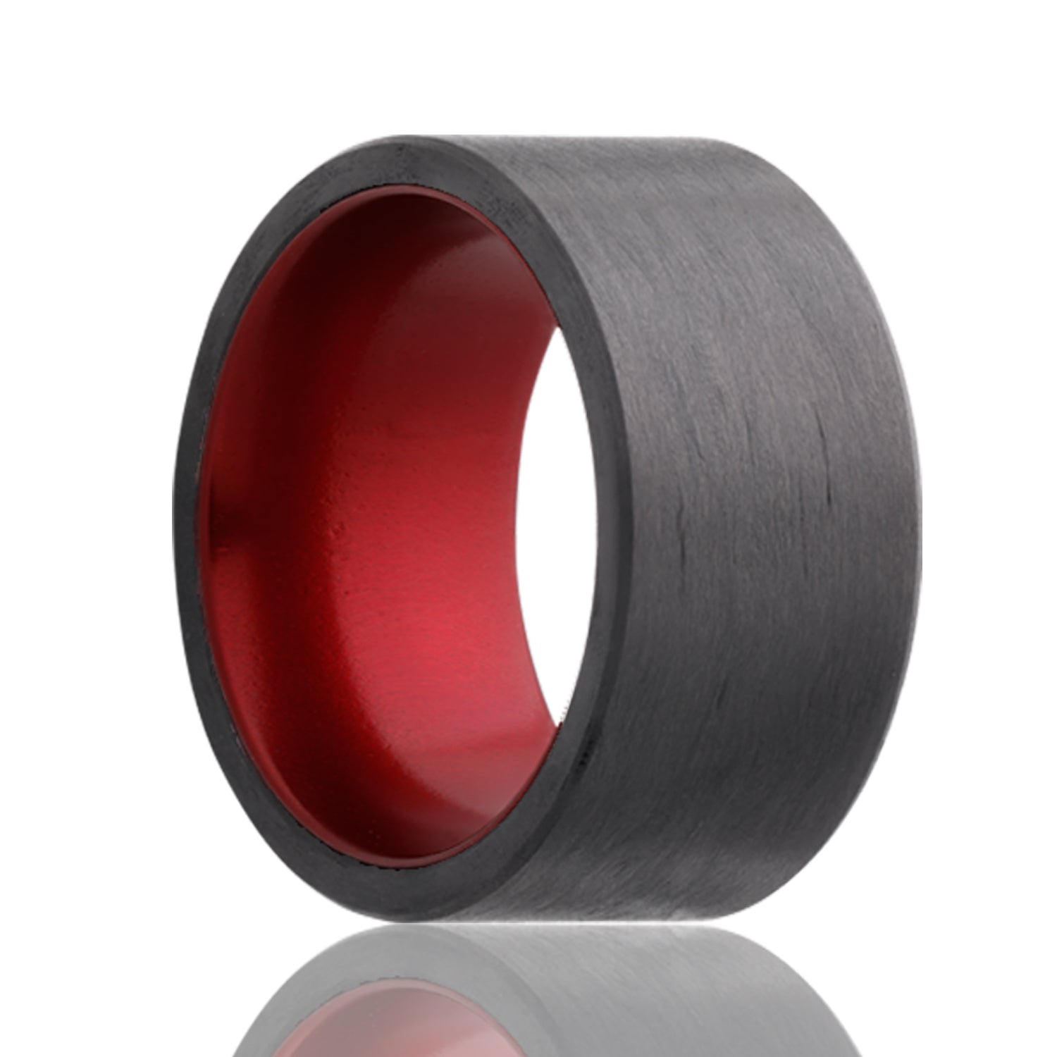 Carbon Fiber Wedding Band with Contrasting Red Center