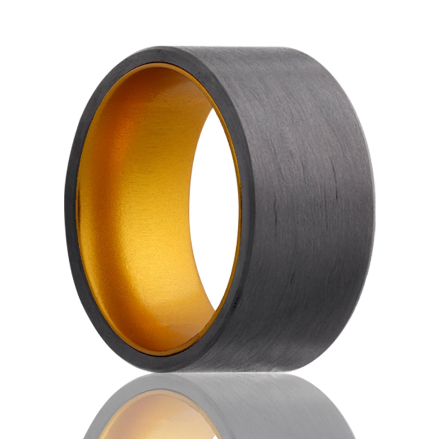 Carbon Fiber Wedding Band with Contrasting Yellow Center