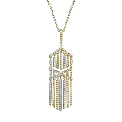 A cascade necklace with simulated diamonds displayed on a neutral white background.