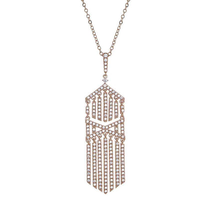 A cascade necklace with simulated diamonds displayed on a neutral white background.
