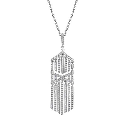 A cascade necklace with simulated diamonds displayed on a neutral white background.