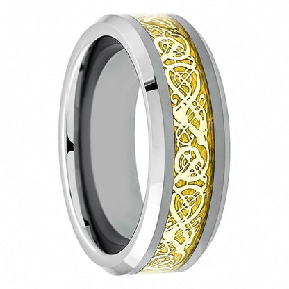 Celtic Dragon Inlay Tungsten Men's Wedding Band