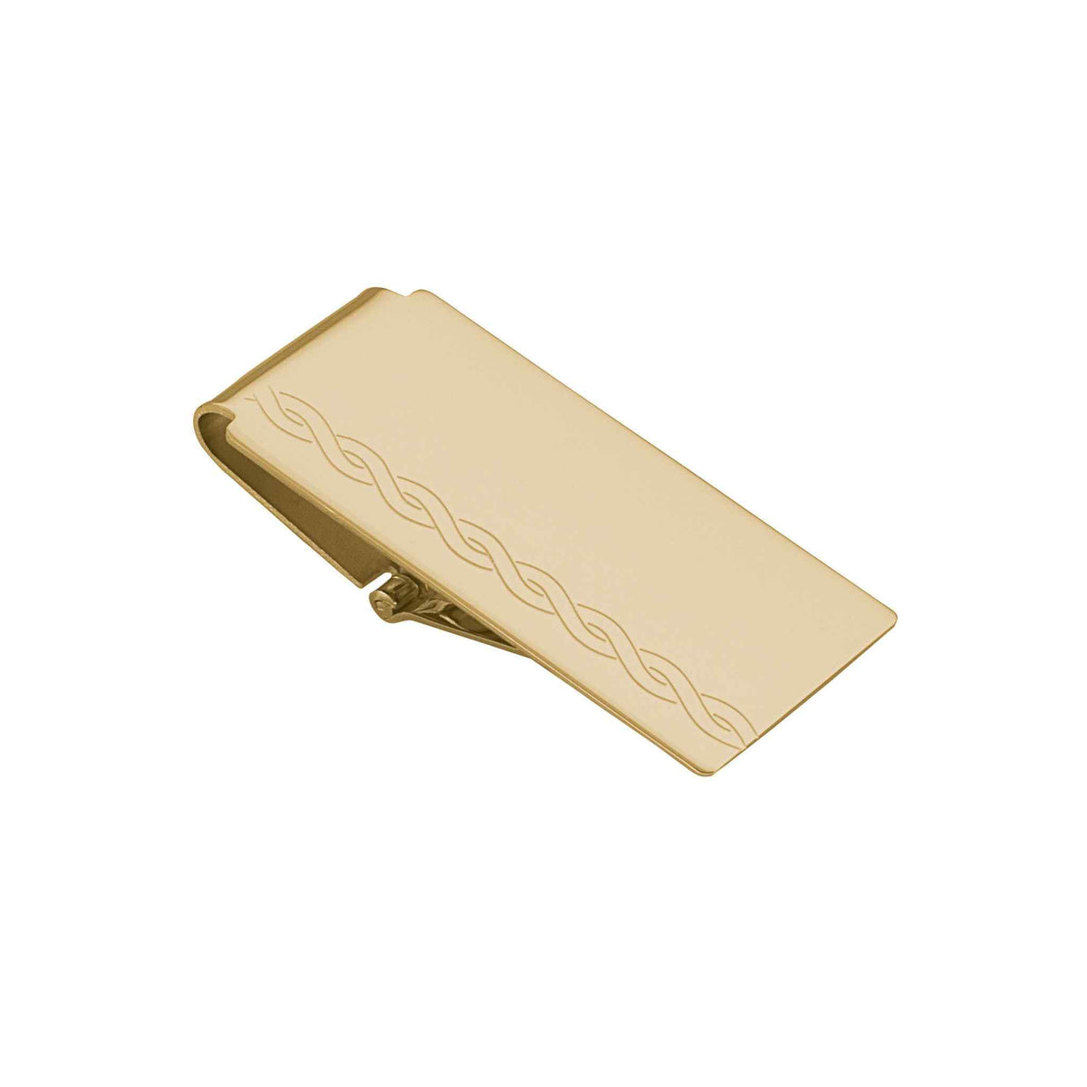 A hinged money clip displayed on a neutral white background.