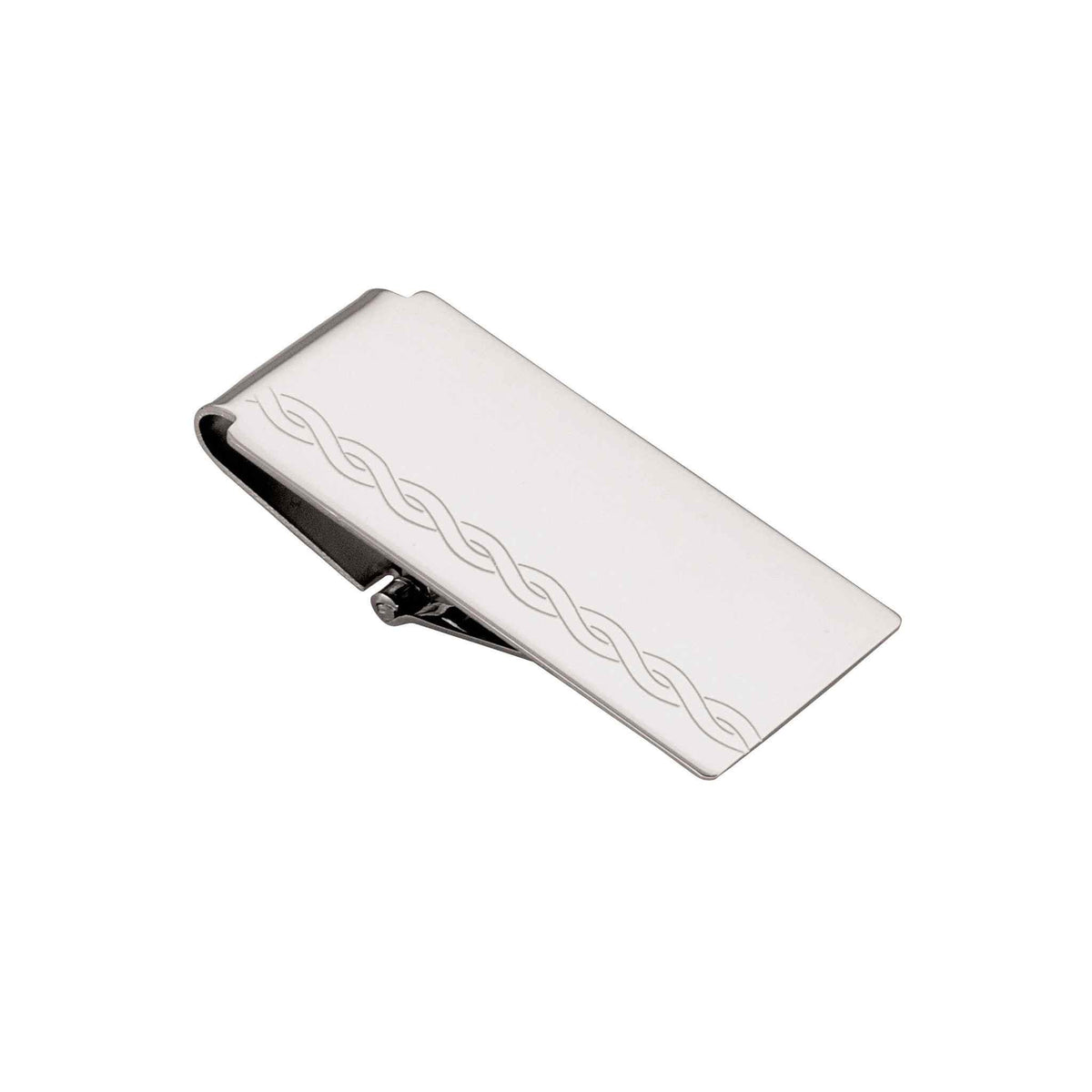 A hinged money clip displayed on a neutral white background.