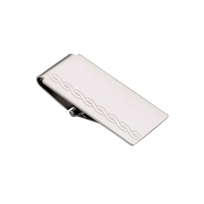A hinged money clip displayed on a neutral white background.