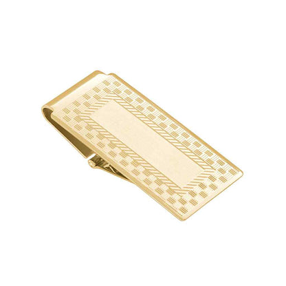A hinged money clip displayed on a neutral white background.