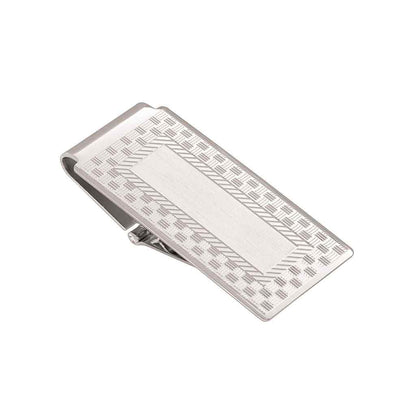 A hinged money clip displayed on a neutral white background.