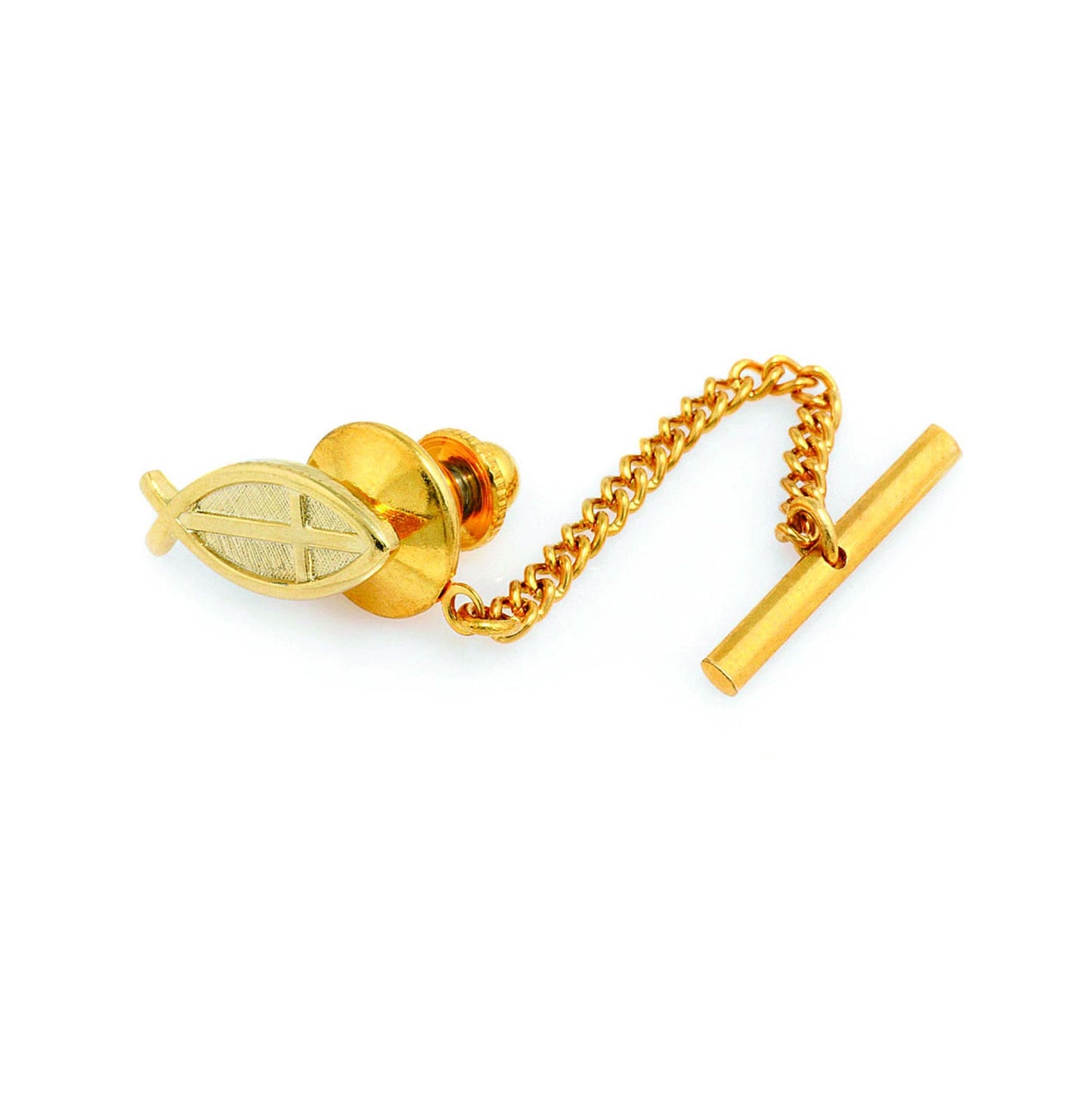 Christian Fish and Cross Gold Tie Tack