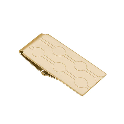 A hinged money clip displayed on a neutral white background.