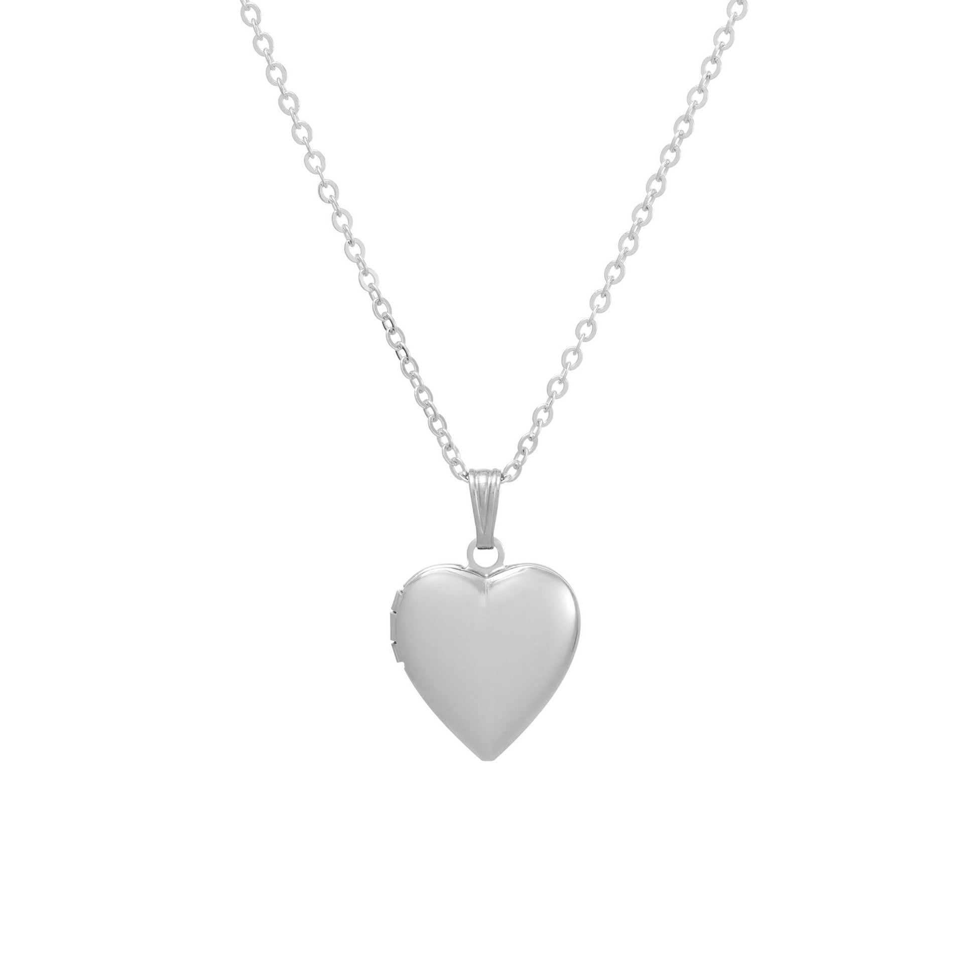 A classic locket necklace displayed on a neutral white background.