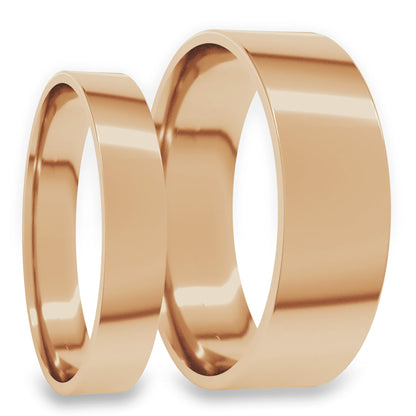 Classic Solid 14k Rose Gold Couple's Matching Wedding Band Set