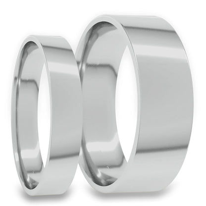 Classic Solid 14k White Gold Couple's Matching Wedding Band Set