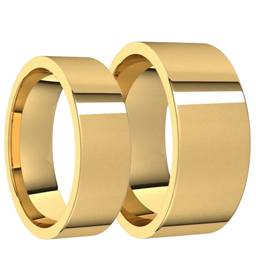 Classic Solid 14k Yellow Gold Couple's Matching Wedding Band Set