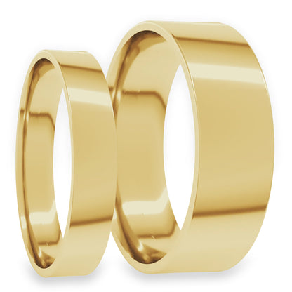 Classic Solid 14k Yellow Gold Couple's Matching Wedding Band Set