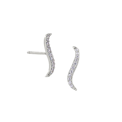 A climber earrings with simulated diamonds displayed on a neutral white background.