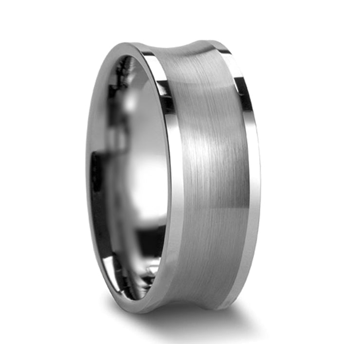 Concave Brushed Finish Tungsten Men's Wedding Band