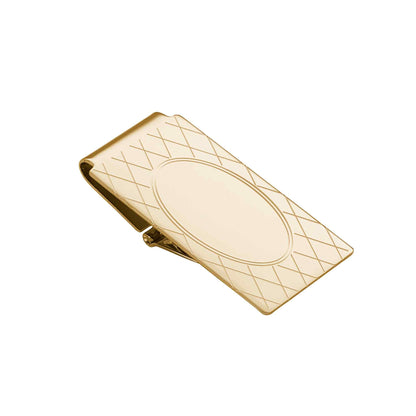A hinged money clip displayed on a neutral white background.
