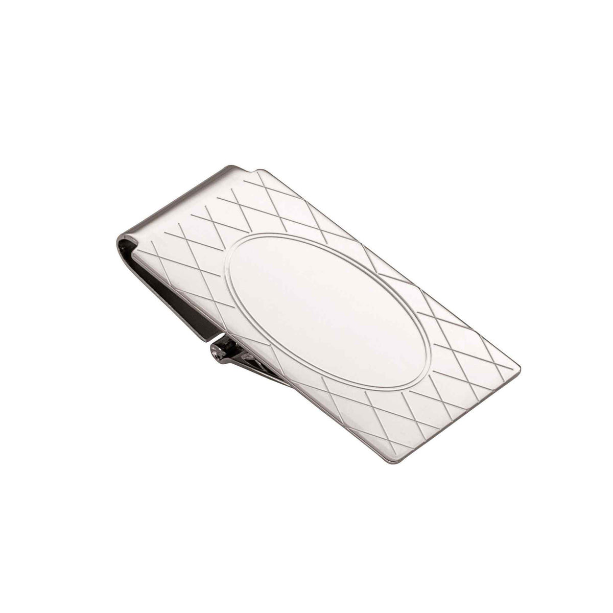 A hinged money clip displayed on a neutral white background.