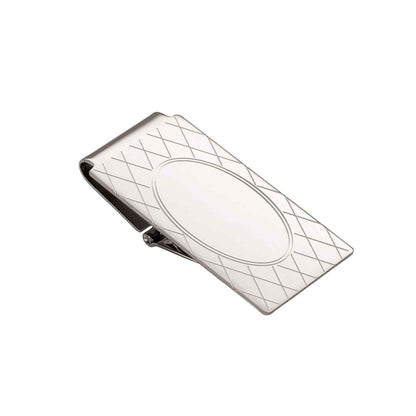 A hinged money clip displayed on a neutral white background.