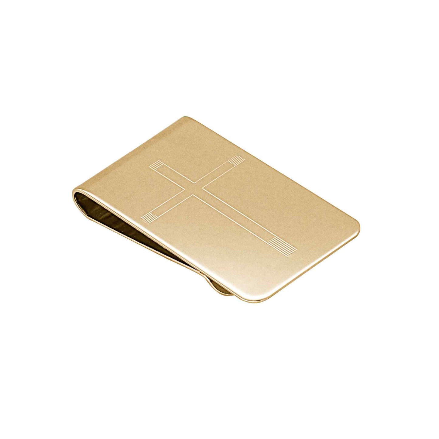 A cross money clip displayed on a neutral white background.