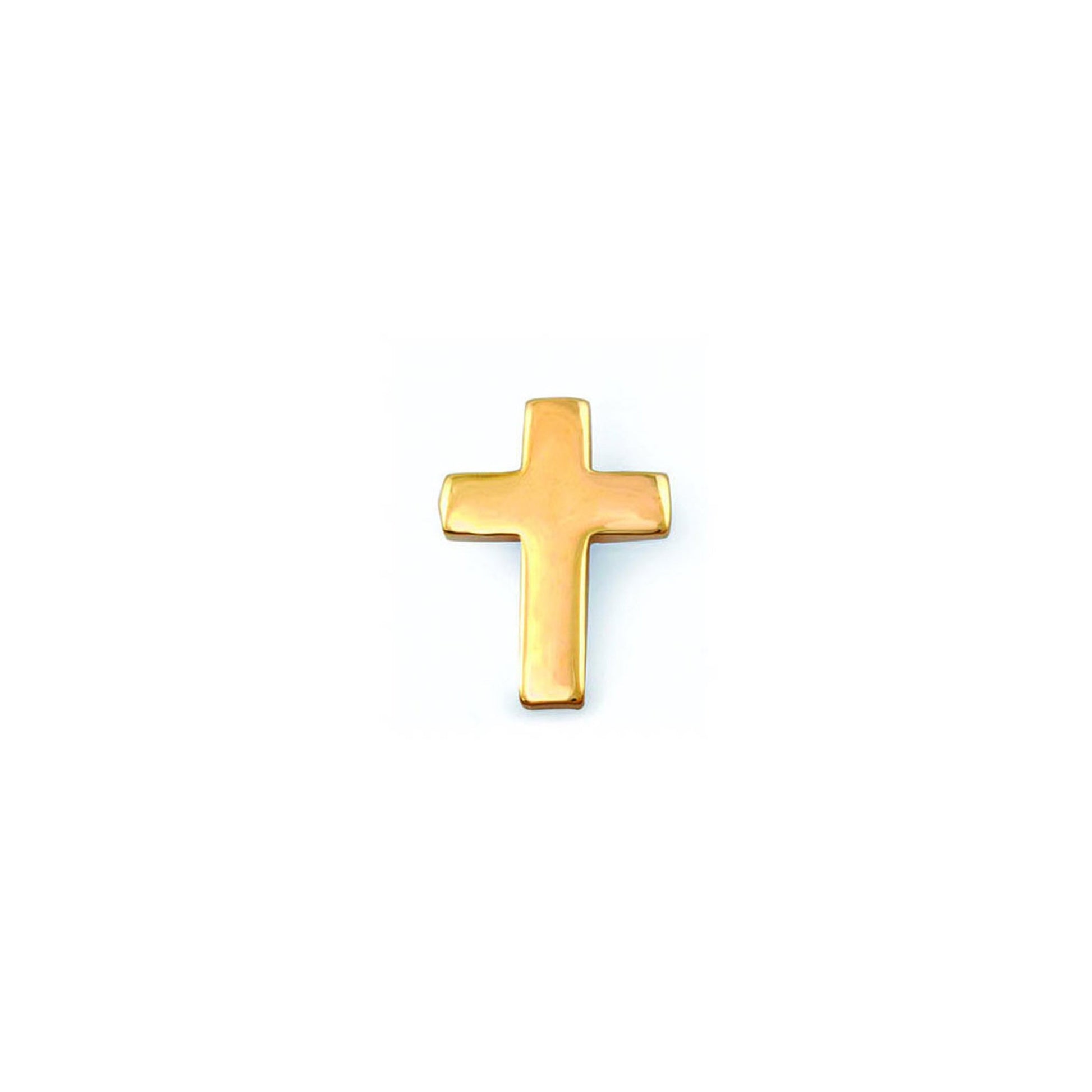 A cross tie tack displayed on a neutral white background.