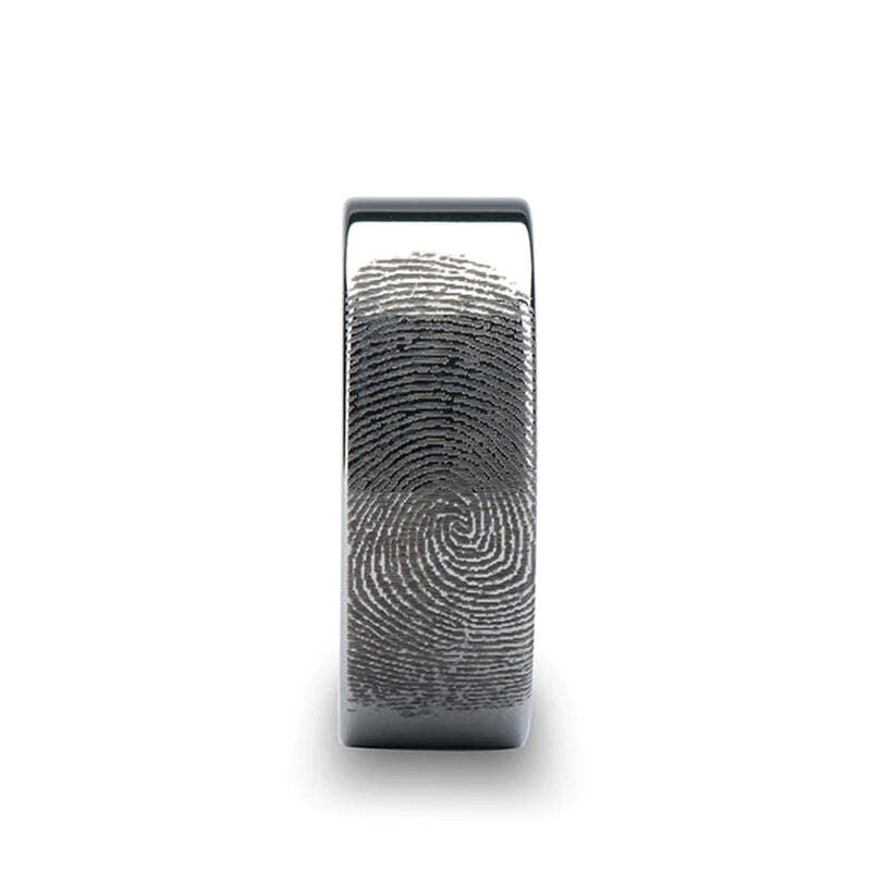 Custom Fingerprint Engraved Tungsten Women's Wedding Band