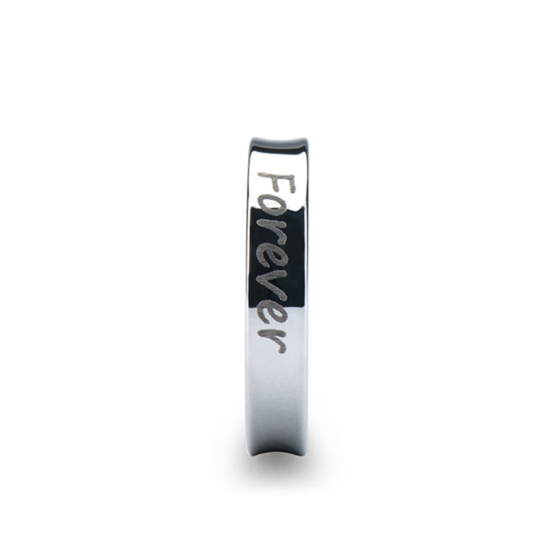 Custom Handwriting Engraved Concave Tungsten Wedding Band