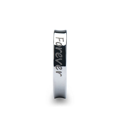 Custom Handwriting Engraved Concave Tungsten Wedding Band