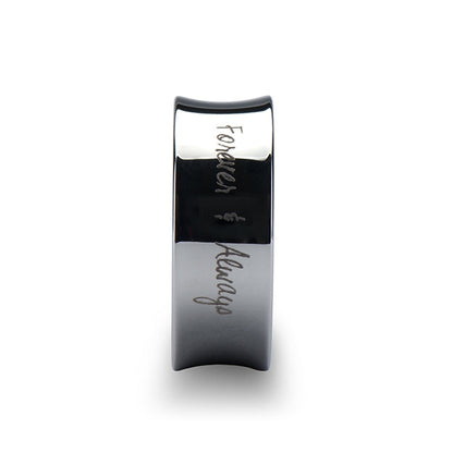 Custom Handwriting Engraved Concave Tungsten Wedding Band