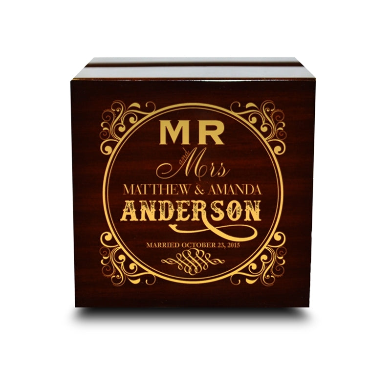 Customized Chocolate Wood Wedding Ring Box