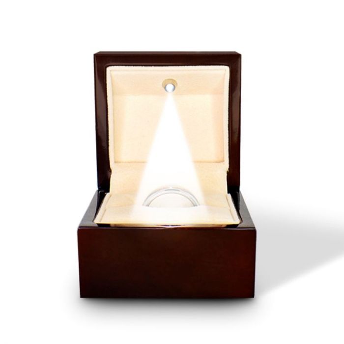 Customized Light-Up Chocolate Wood Wedding Ring Box