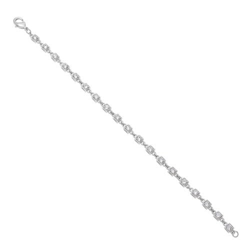 A simulated diamond bracelet displayed on a neutral white background.