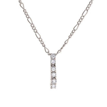 A simulated diamond drop necklace displayed on a neutral white background.