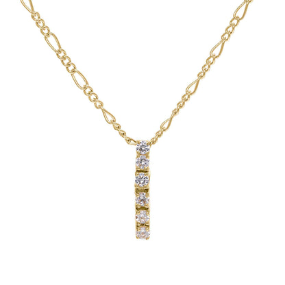 A simulated diamond drop necklace displayed on a neutral white background.