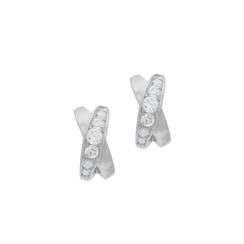 A simulated diamond kiss earrings displayed on a neutral white background.