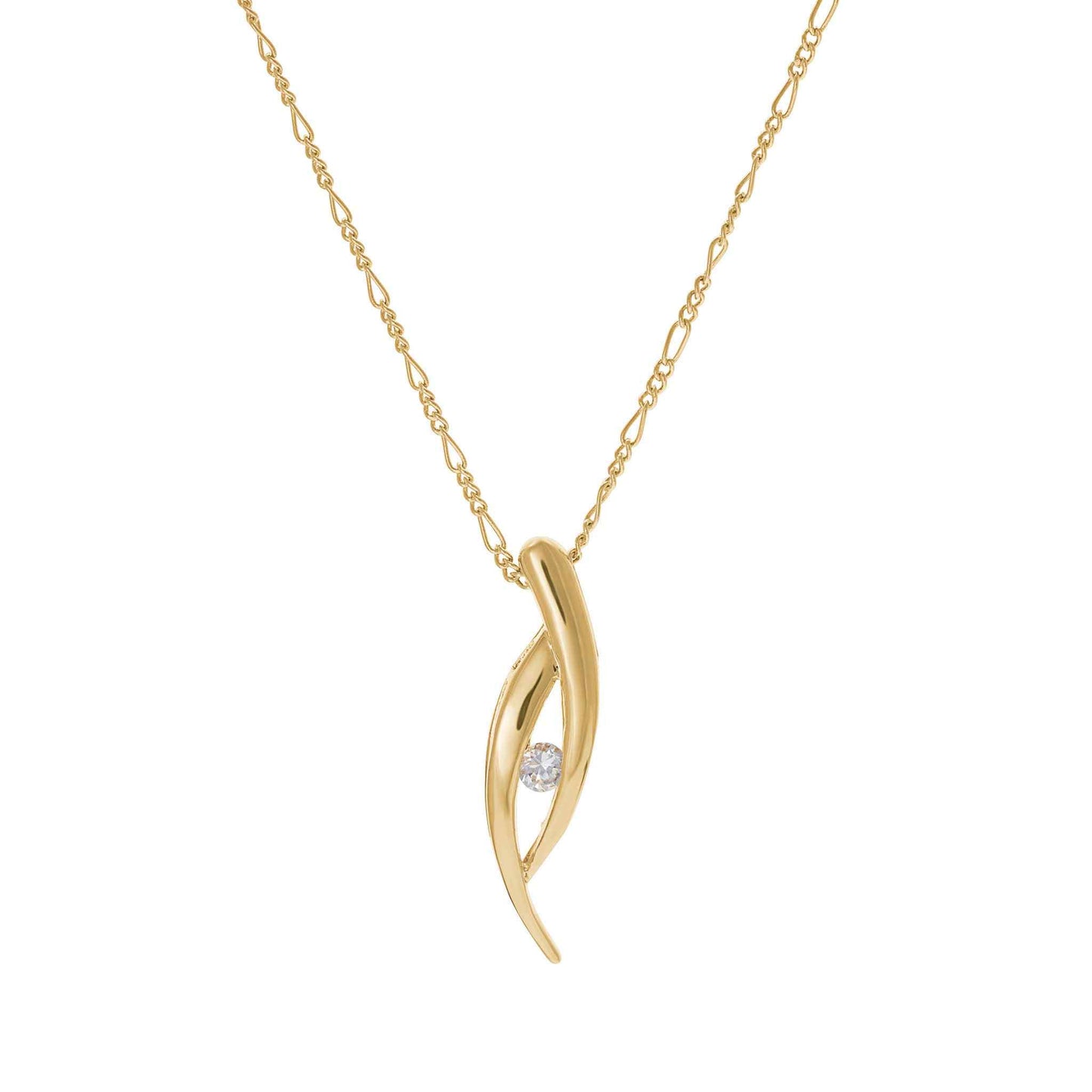 A simulated diamond ribbon necklace displayed on a neutral white background.
