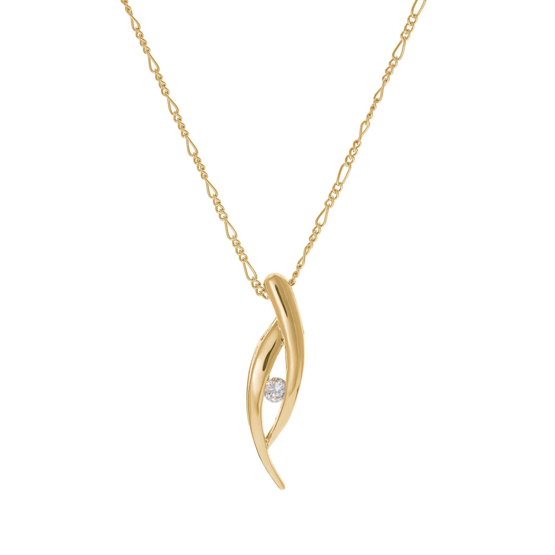 A simulated diamond ribbon necklace displayed on a neutral white background.