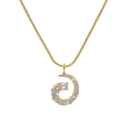 A simulated diamond swirl journey necklace displayed on a neutral white background.