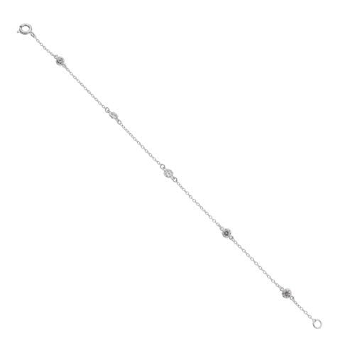 A simulated diamond tin cup bracelet displayed on a neutral white background.